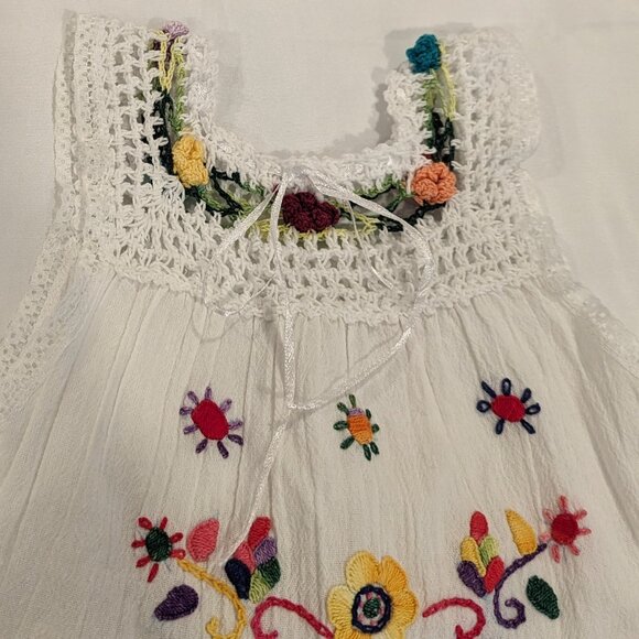 NWOT Handmade Embroidered Crochet Lace Sundress Romanian Traditional Folk Design - Picture 2 of 10
